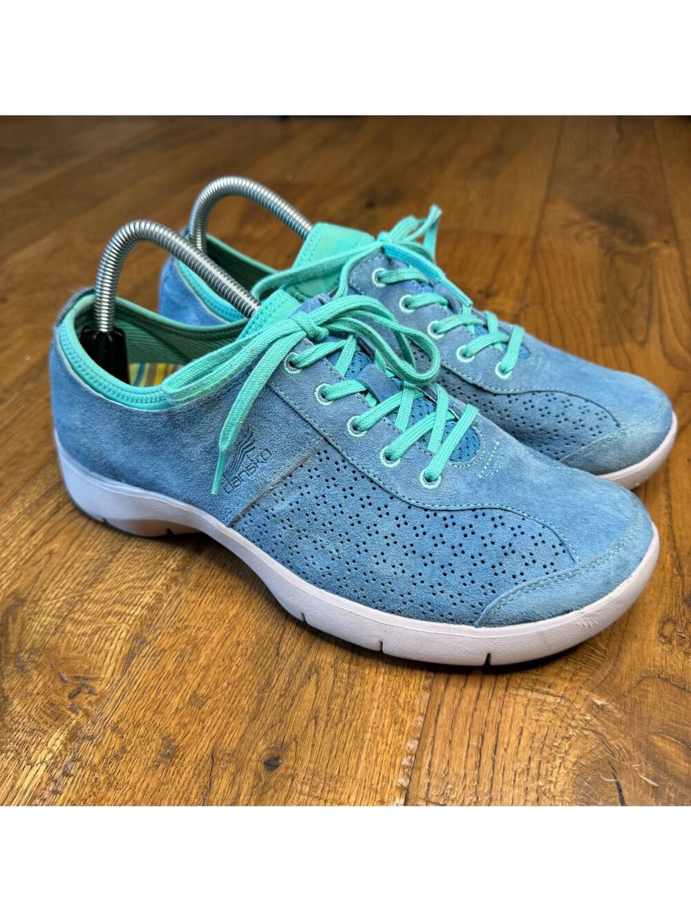 Dansko Elise Blue Suede Mint Trim Sneakers Walking Shoes Size 41 EU • 10 US - Picture 1 of 5